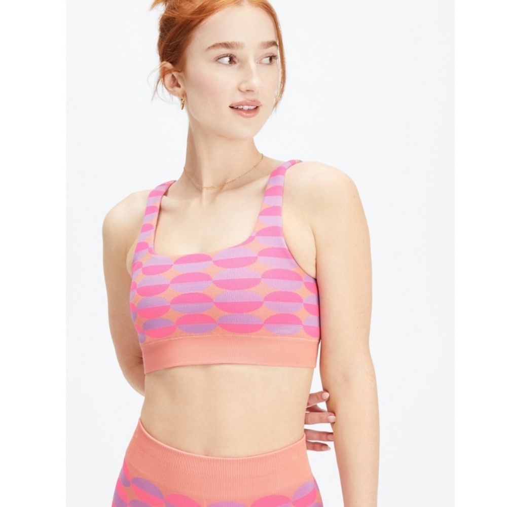 Fabletics Dottie Geo Seamless Active Workout Sports Bra Pink Purple Womens Small